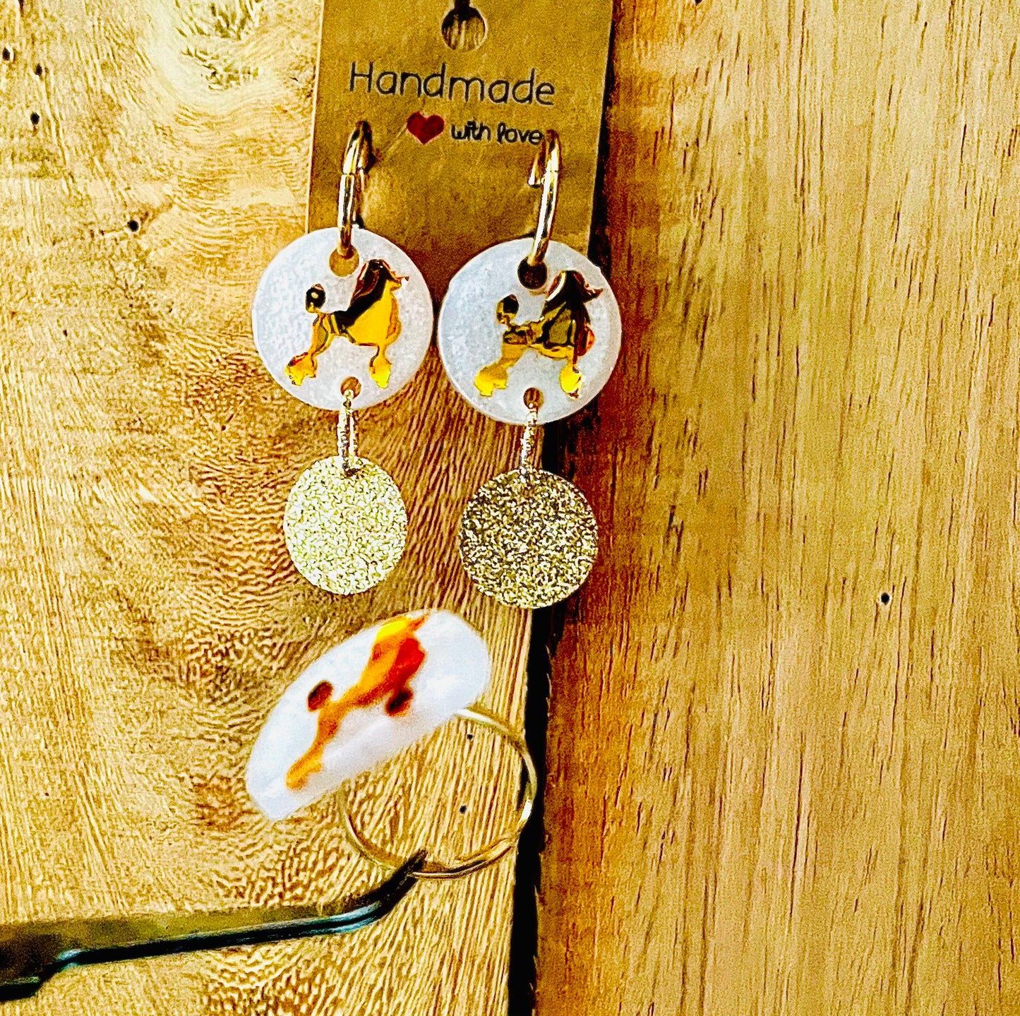 Ensemble Boucle d’oreilles et Bague pour les Amoureux du Caniche