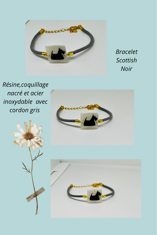 Bracelet cordon et coquillage nacré