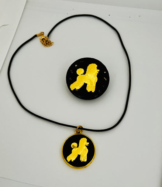Broche pour Expo et collier pour vous « Caniche », un ensemble élégant pour les dog show