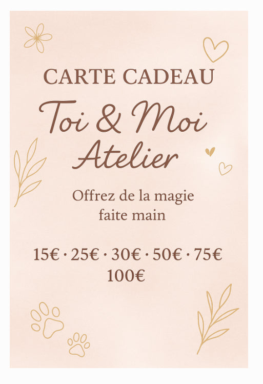 Carte  Cadeau Toi et Moi Atelier pour vous et votre chien